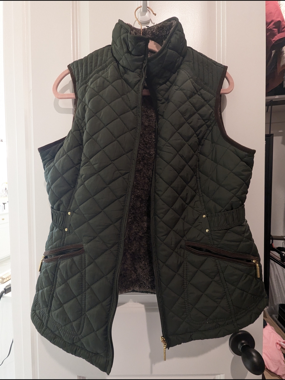 Weatherproof Quilted Olive Green Women's Puffer Vest